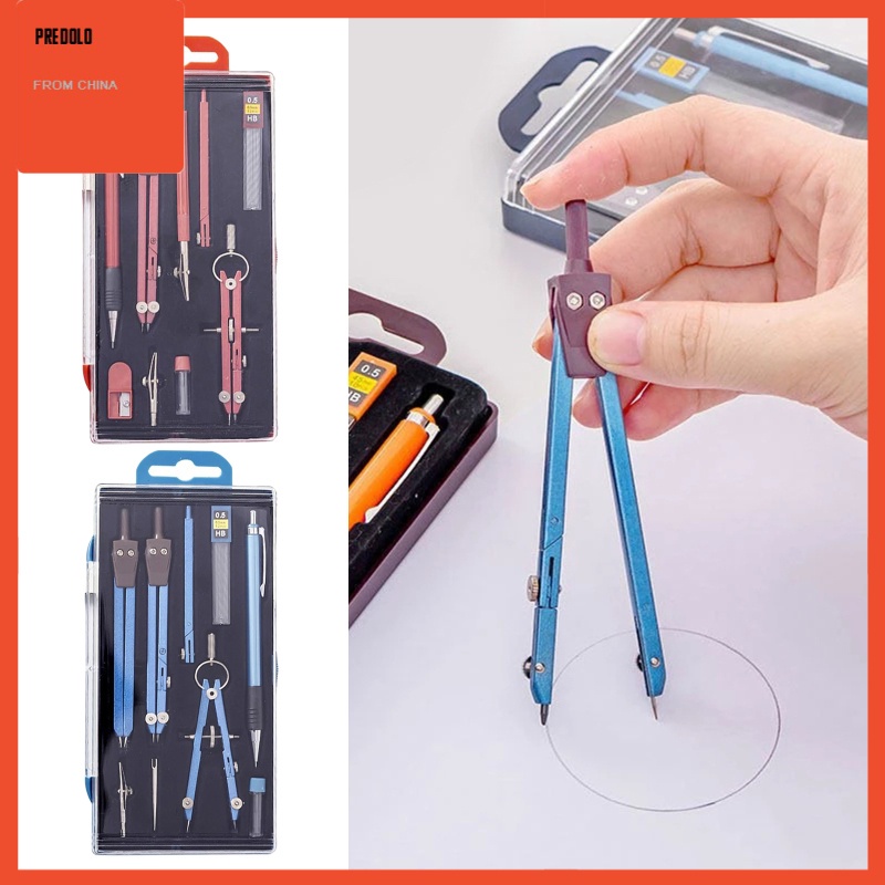 [In Stock] 9PCS Professional Drawing Compass Geometry Tool Zinc Alloy Pencil