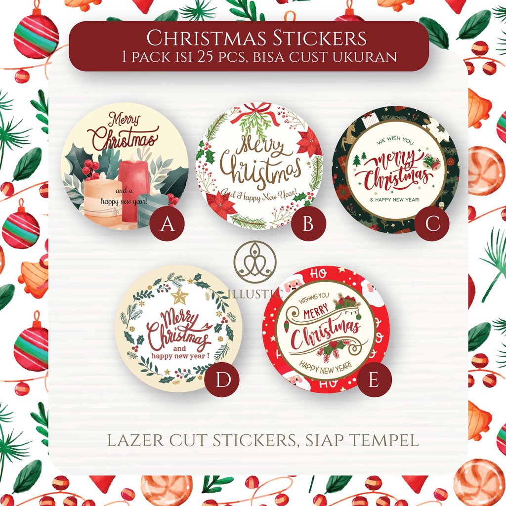 

Sticker Hampers Natal, Stiker Natal, Merry Christmas Sticker untuk hampers, kue,dll.(25 pcs)