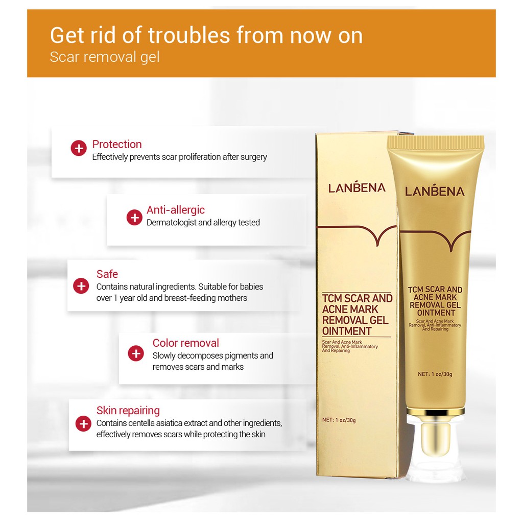 LANBENA TCM Scar and Acne Mark Removal Gel / Penghilang Bekas Oprasi , Jerawat dan Luka