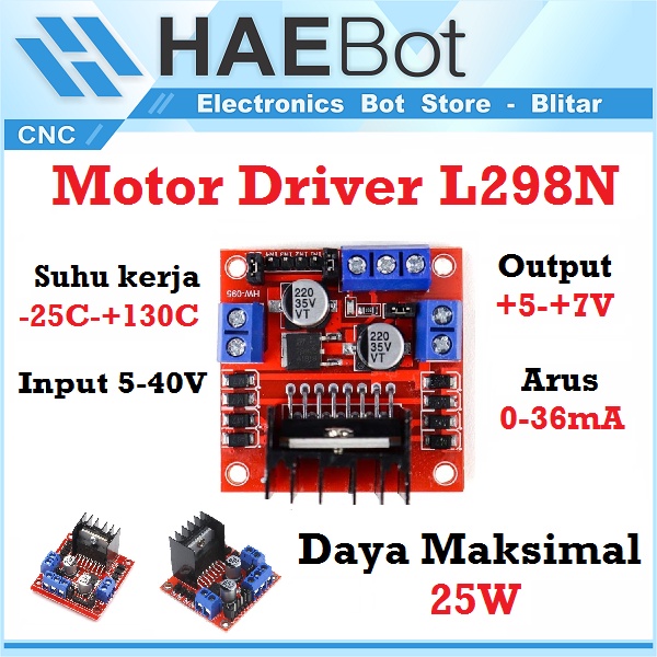 [HAEBOT] Motor Driver Module L298N 2 Channel Pengatur Kecepatan DC Motor Robot Arduino L298 Pengendali Stepper Dinamo