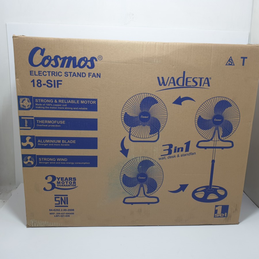 Cosmos Kipas Angin Berdiri 18 inch 3in1 Besi Wadesta 18SIF 18 SIF Stand Wall Desk Fan 18&quot; Baling Alumunium Kokoh