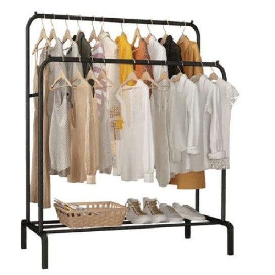 SHENAR BIG STAND HANGER DOUBLE POLE GANTUNGAN GAWANGAN BAJU BERDIRI DISPLAY BUTIK SERBAGUNA