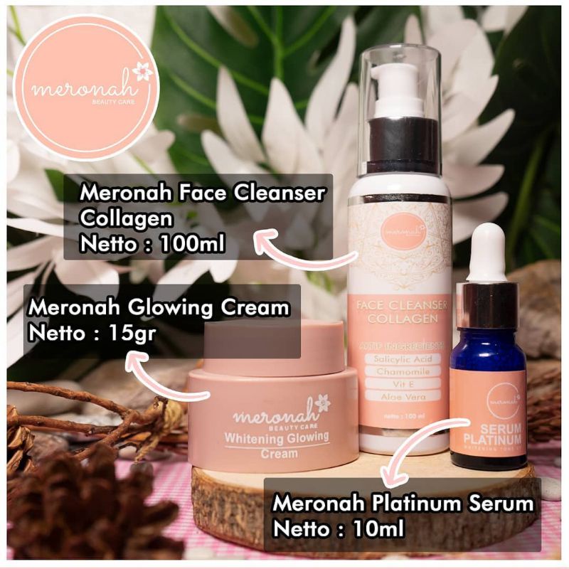 Meronah(COD),Paket Cream Wajah ,Skincare ,Whitening Glowing, 2in1,BPOM
