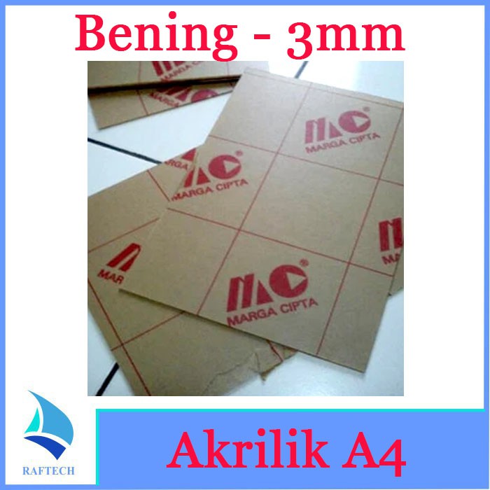 Akrilik A4 Lembaran 3mm Acrylic 3 mm Bening Transparan Marga Cipta