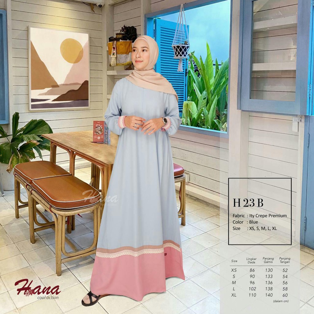Tula Collection Dress Wanita Muslimah Hana 23 Blue/ Gamis Hana Cool Action 23/ Gamis Terlaris