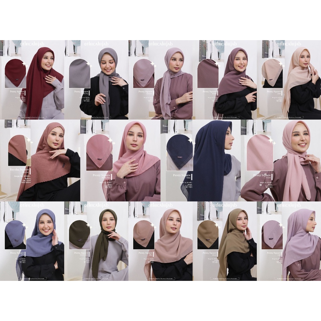 [READY] ETHICA HIJAB PEONY SQUARE KERUDUNG SEGI EMPAT