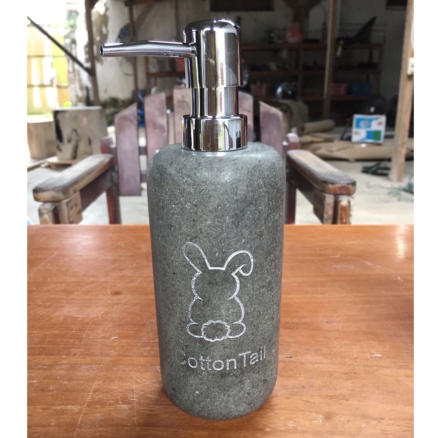 CottonTail Stone Soap Dispenser / Toothpaste Glass / Botol Sabun Pump / Gelas Sikat Gigi ~ Batu Marmer / Batu Andesit