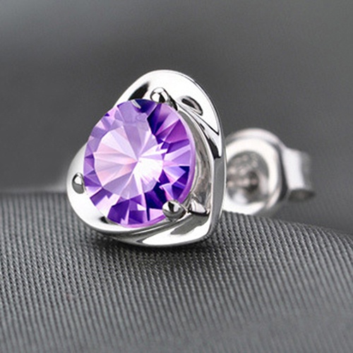 Hu Hu Hu Hu Hu Alat Bantu Pasang Kacamata♡ Anting Tusuk Motif Hati Hias Berlian Imitasi Warna Ungu Untuk Wanita