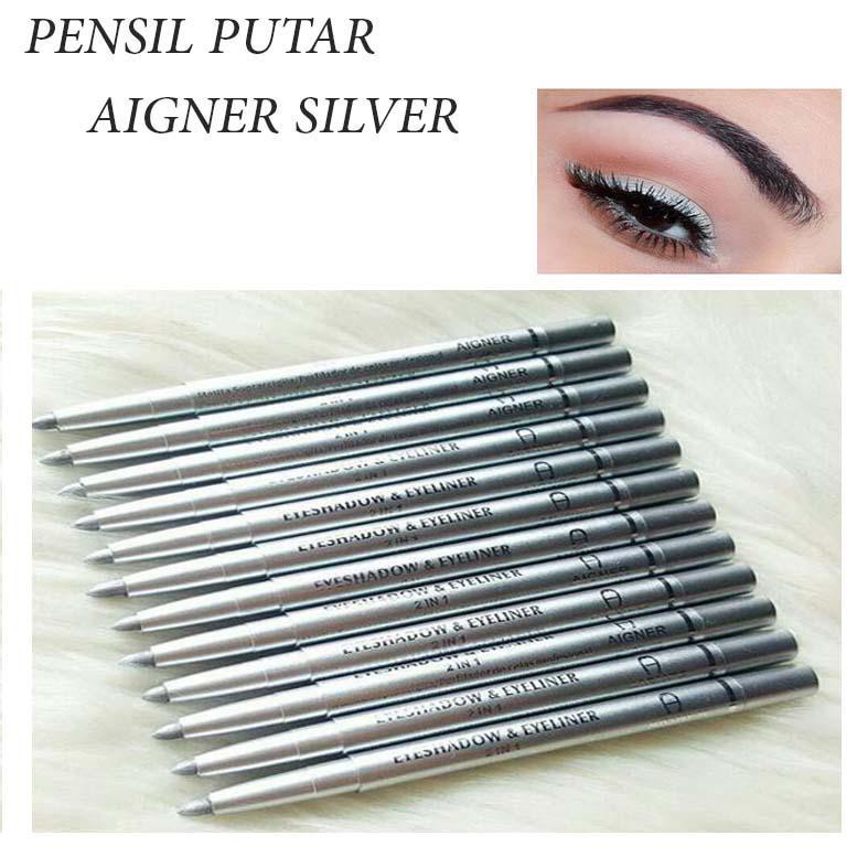 PENSIL PUTAR AIGNER 2in1 - Pensil Alis Eyeshadow Dan Eyeliner - Warna SILVER