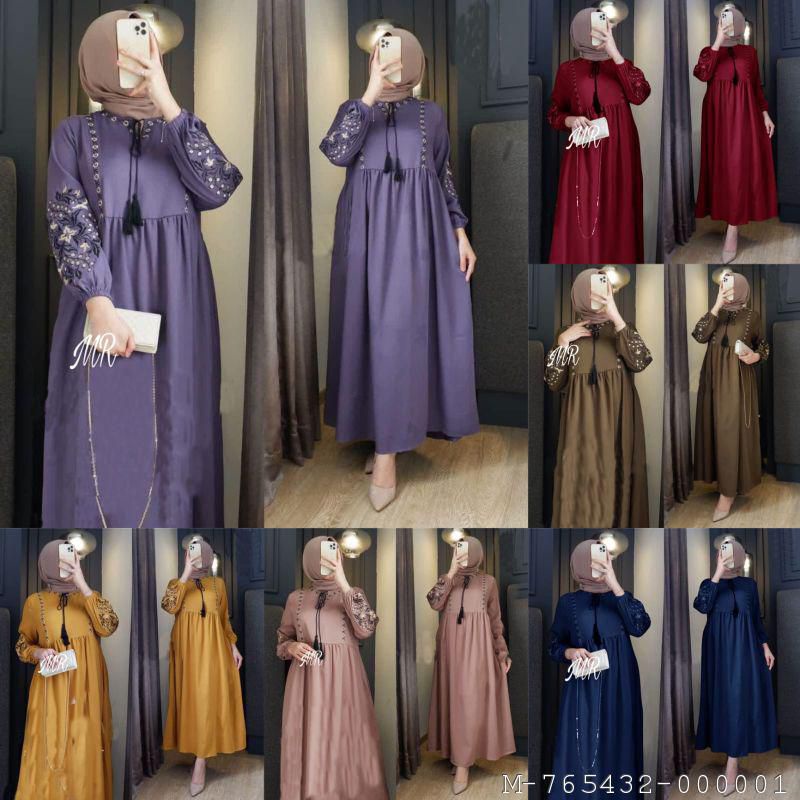 DRESS WANITA MAXI HANIFA SHAKILA VBIN-1627
      Warna:
       Marun, Navy, Army, Milo, Mustard, Lav