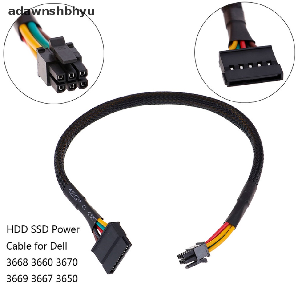 Kabel power HDD SSD adawnshbhyu 6pin to SATA 15Pin converter cable for dell 3668 3667 3650