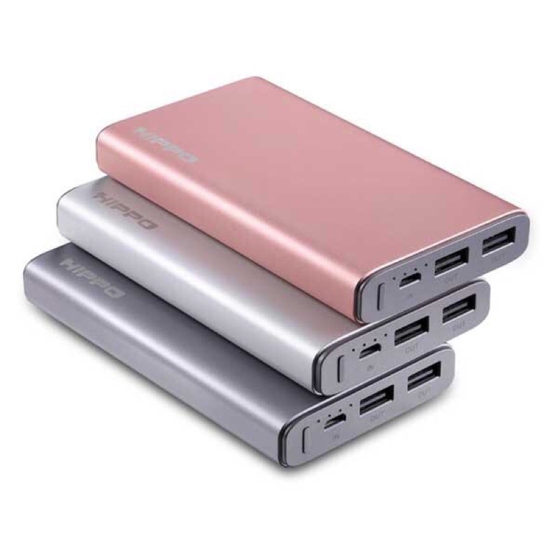 HIPPO Powerbank Steel 12000Mah 2.4A Dual USB Port 2 Output Power Bank Real Capacity 12000mAh Besi