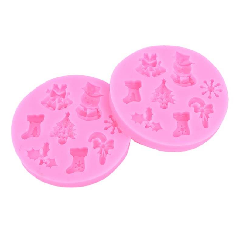 (Theredsunrisesiwy.Id) Cetakan Fondant / Cokelat Bahan Silikon Desain Boneka Salju Tema Natal Untuk Dapur