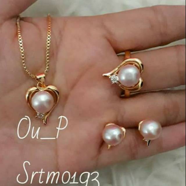 Perhiasan set mutiara tawar asli lombok , mutiara lombok asli murah mewah