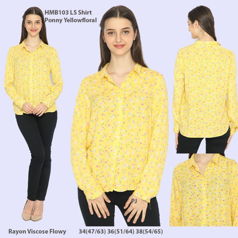 KEMEJA H&M TANGAN PANJANG MOTIF FLORAL/KEMEJA WANITA TANGAN PANJANG/KEMEJA WANITA MOTIF BUNGA