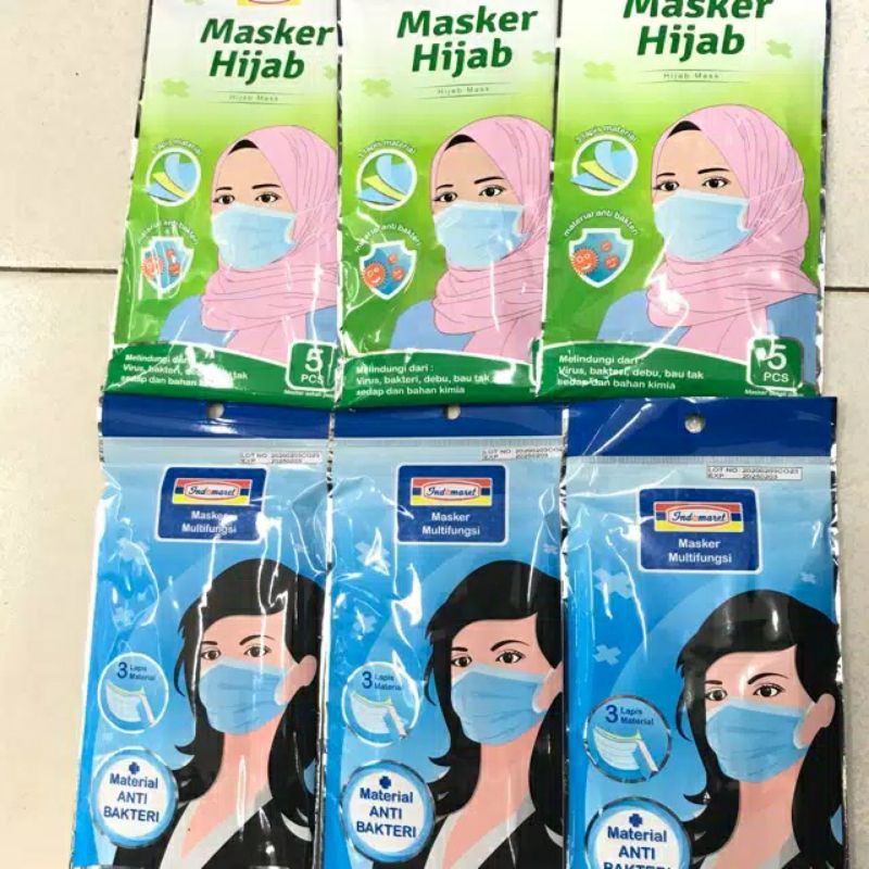 Masker Duckbill Sensi isi 6's / Masker Anti bakteri Merk Indomaret isi 5 pcs/ Masker 1 kali pakai