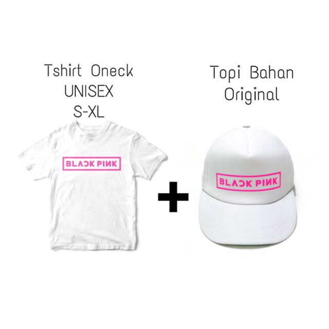 Paket Tshirt + Topi BLACKPINK