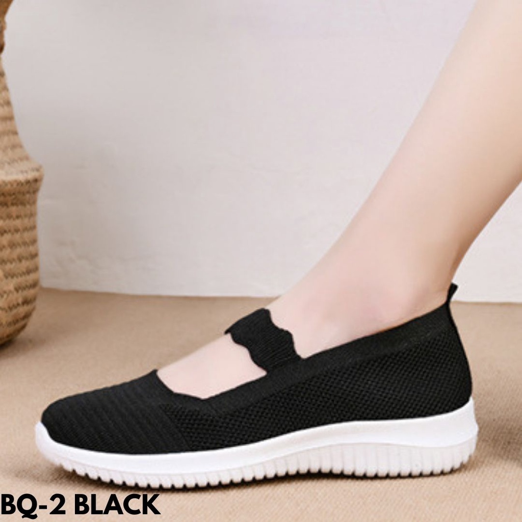 SEPATU WEDGES WANITA IIMPORT KANVAS BREATHABLE CANTIK NYAMAN LARI SANTAI GAIL ELASTIS BQ2