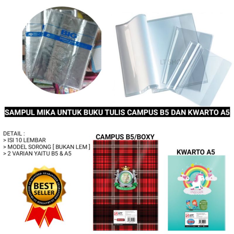 

[10 LEMBAR] SAMPUL PLASTIK MIKA BOXY/CAMPUS/B5 DAN KWARTO/A5