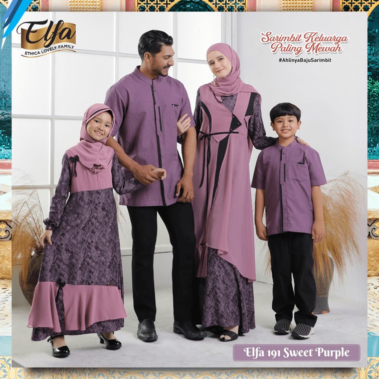 Gamis Sarimbit Keluarga Muslim Ungu Mewah Terbaru 2021, Original Ethica Elfa 191 Sweet Purple