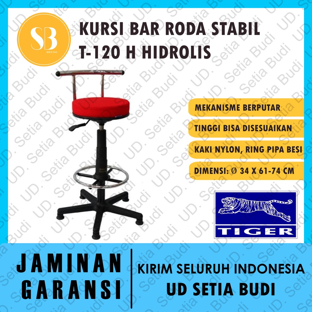 Kursi Bar Tiger T-120H Dengan Sandaran Chrome