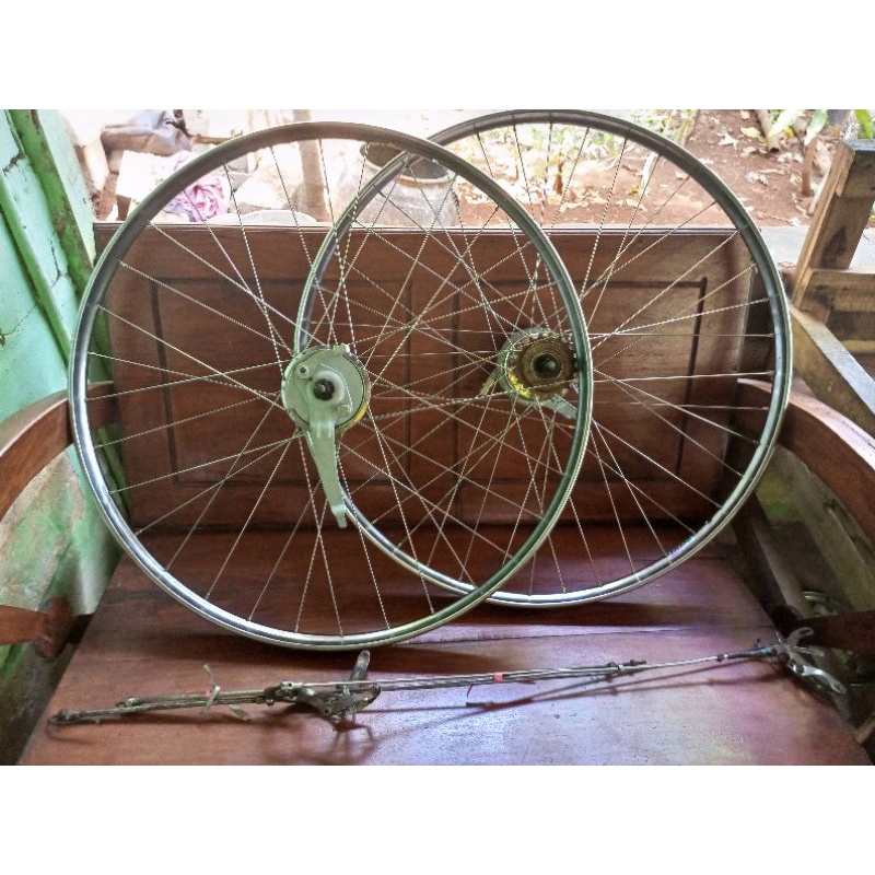 veleg set tromol ruji stenlis depan belakang sepeda ontel 28