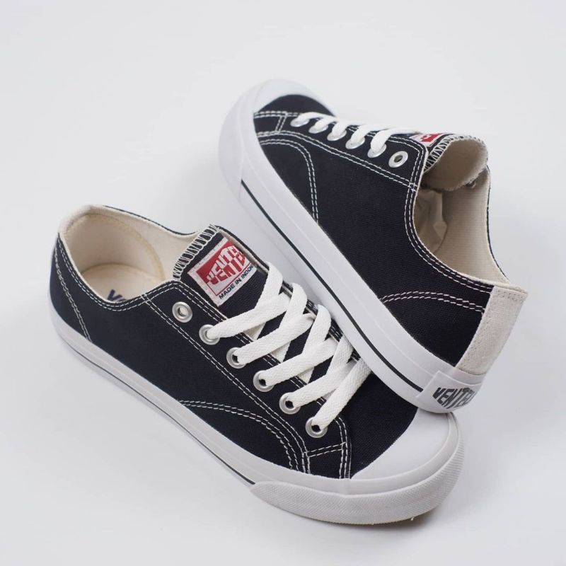 Ventela basic low black white - sepatu vantela original