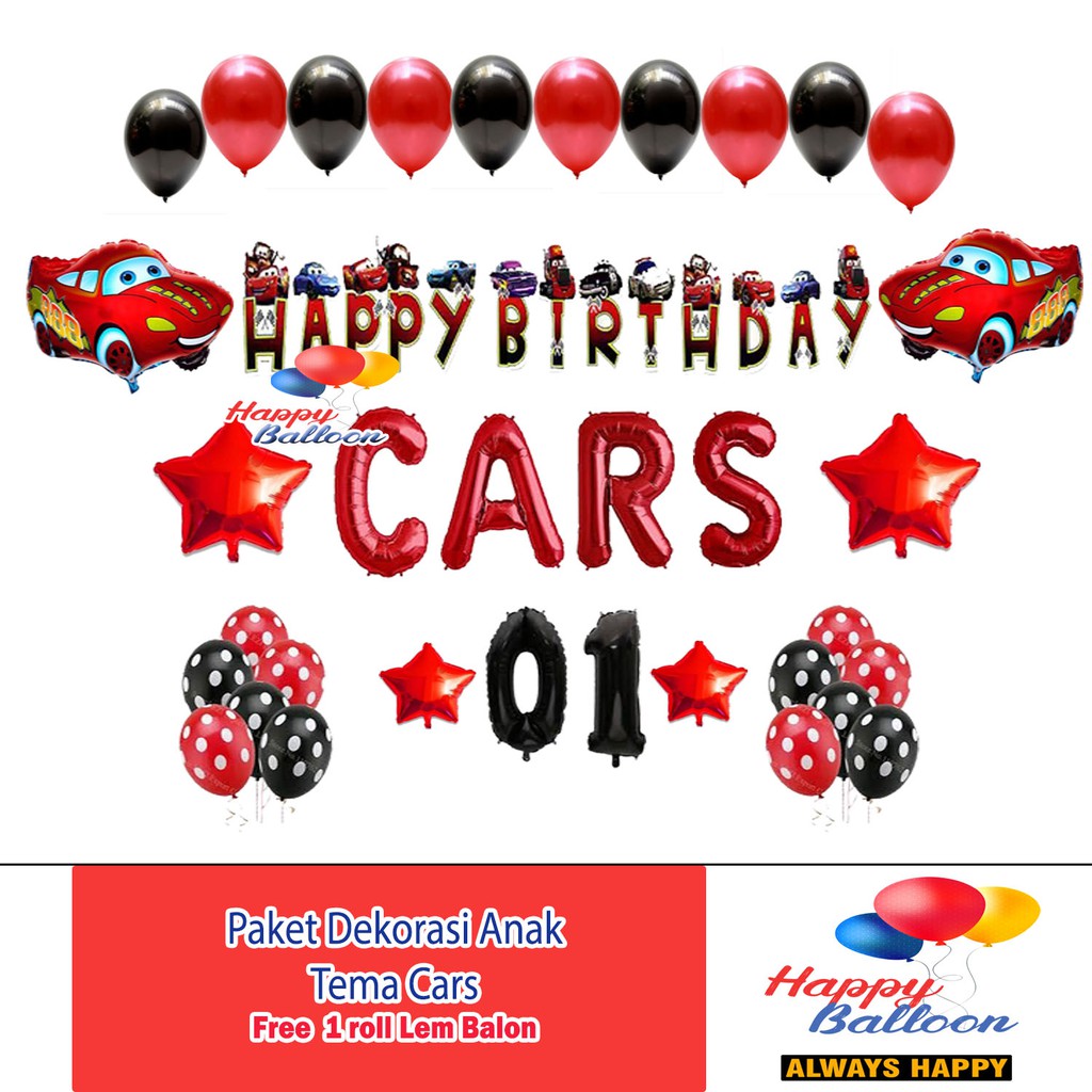 Jual paket dekorasi ulang tahun anak cars | dekorasi ulang tahun anak