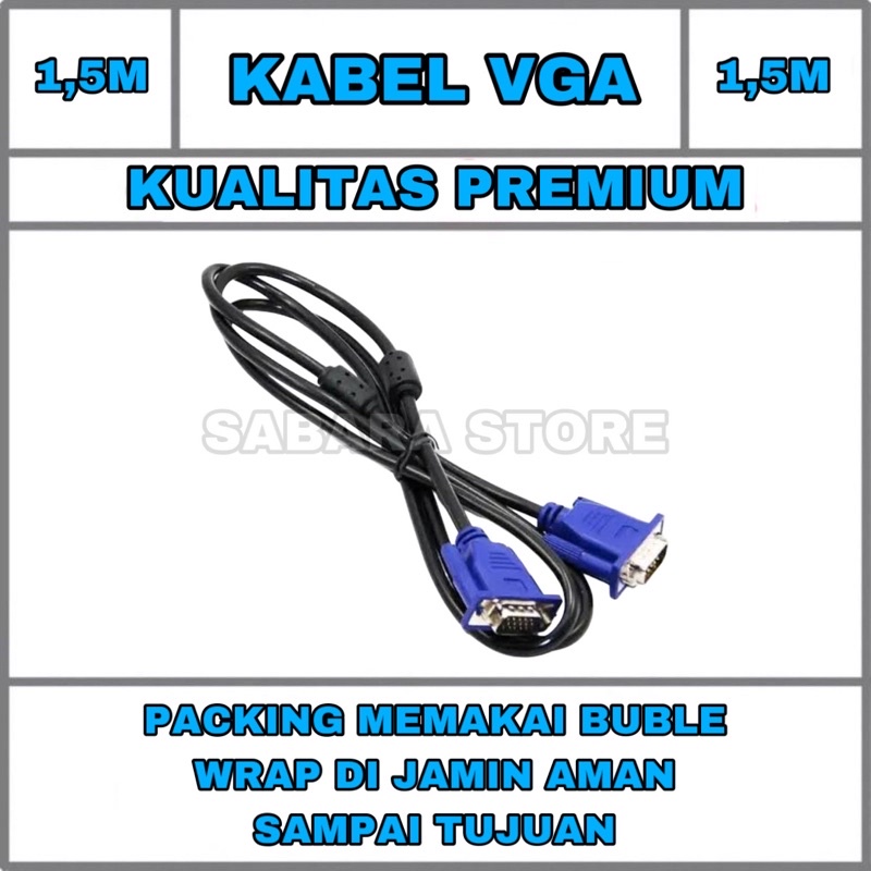 kabel vga 1,5M male to male 1,5meter HIGH QUALITY 1,5 m meter untuk pc komputer cctv dvr murah