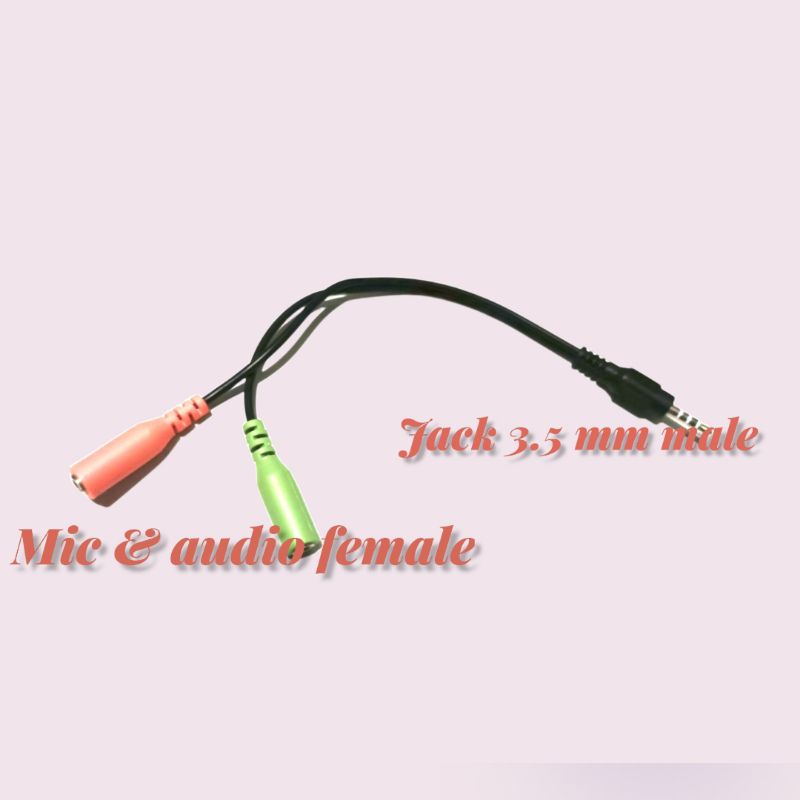 Audio Splitter Kabel Jack 3.5 mm Headset Male to 2 Female Mic &amp; Audio