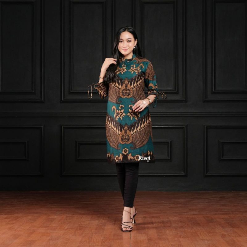 Tunik Batik Baju Wanita Tunik Serut Tunik Resleting  Batik Original Fasion Wanita