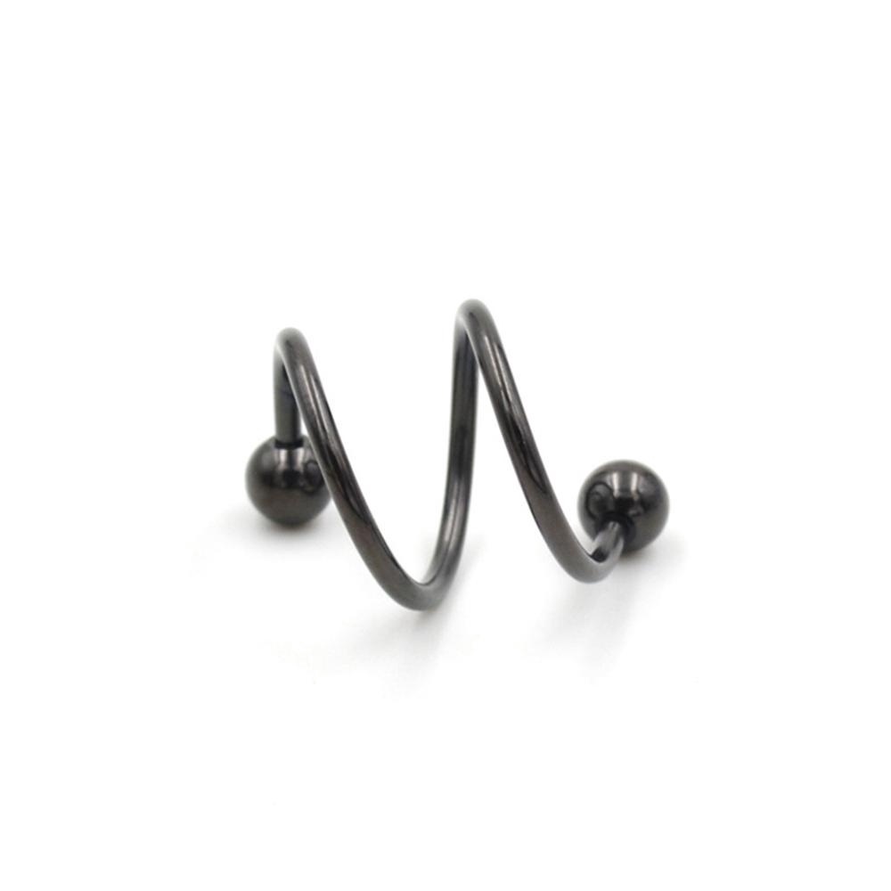 2pcs Gauge 16G Ball Steel Anodized S Double Spiral Twister Barbell Earring 