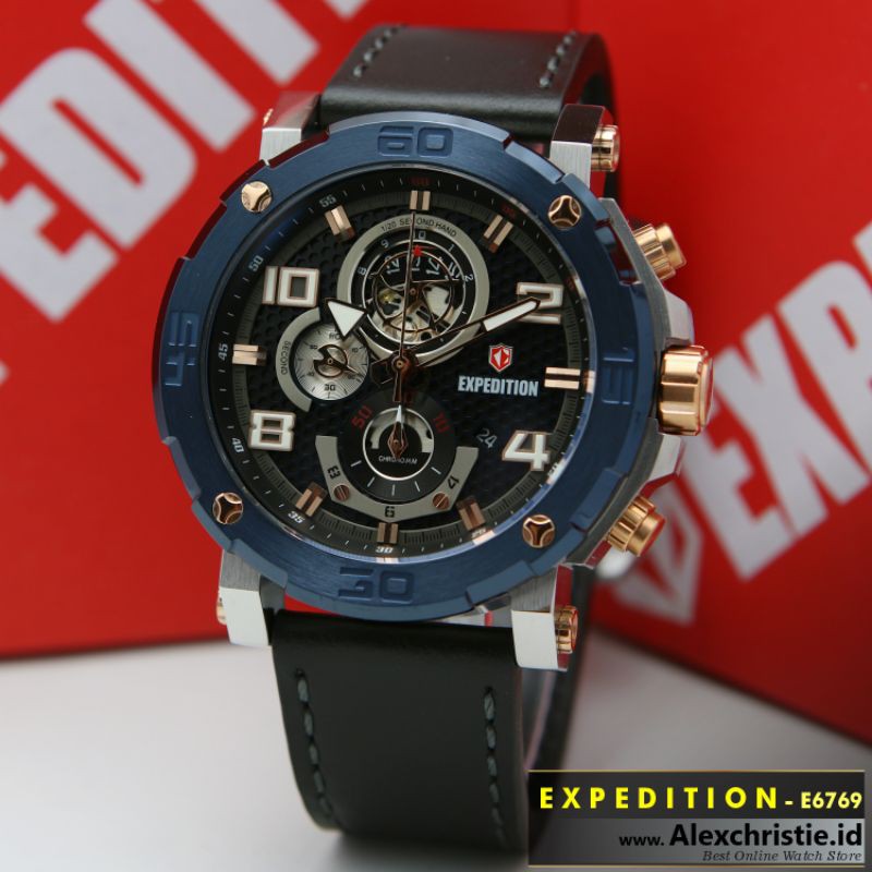 New 2021 Jam Tangan Expedition Pria E6769 Silver Blue Original - Sporty, Casual, Gagah & Elegan