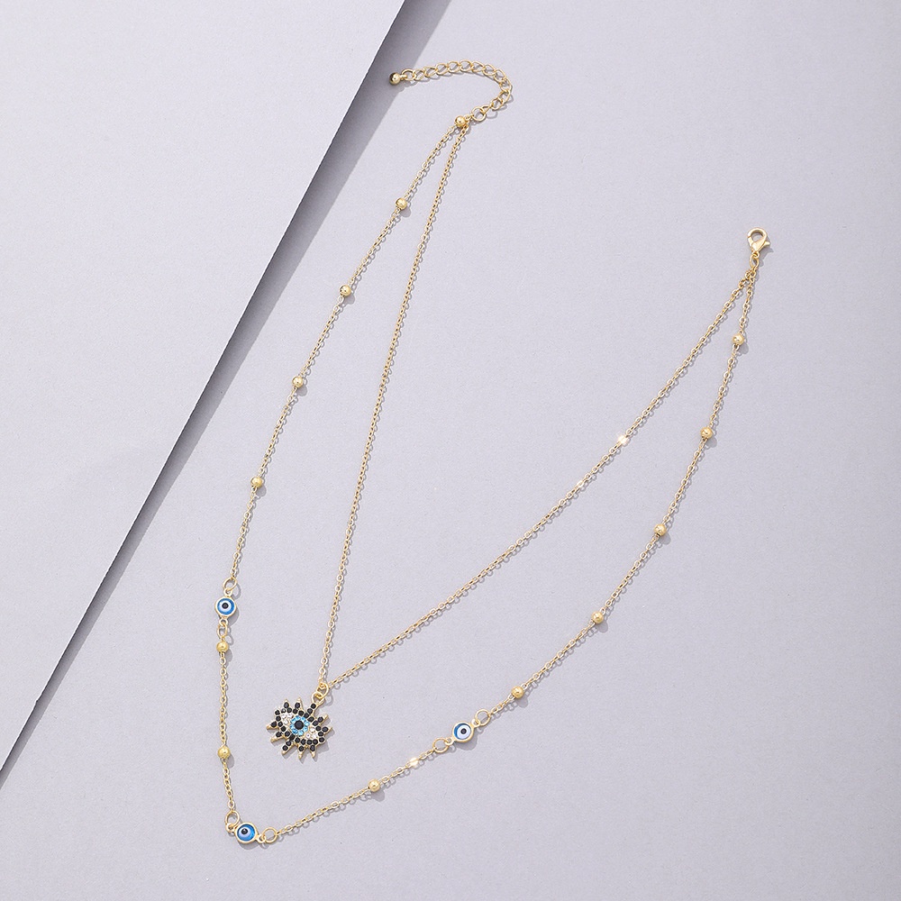 Vintage Fashion Multilayer Evil Eye Necklace Pendant Clavicle Chain Long Necklace