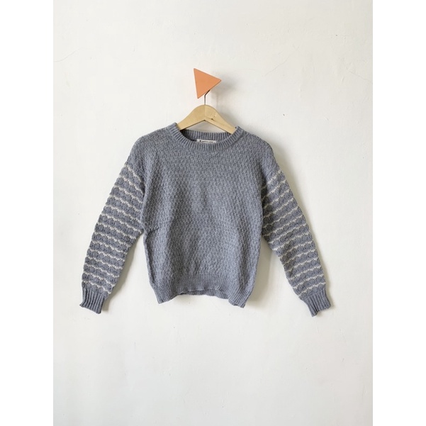 sweater salur stripe grey knit rajut korea
