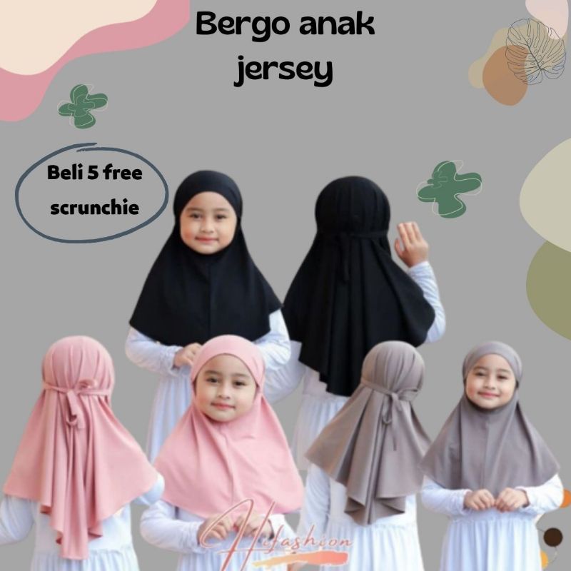 Bergo Anak Jersey Hijab Anak Perempuan Jilbab Anak 0-7 Tahun