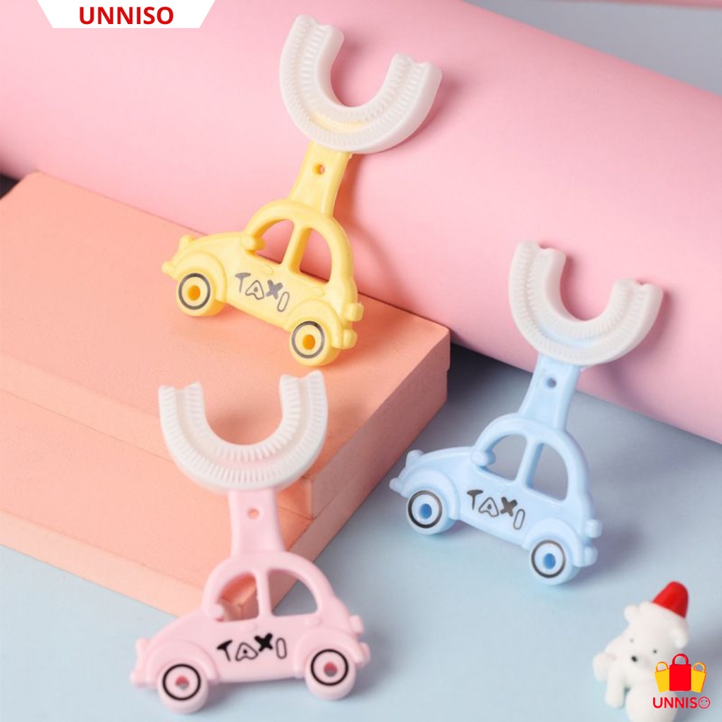 UNNISO - Sikat Gigi Anak Silicone 2-6 Taun Bentuk U Taxi SG1