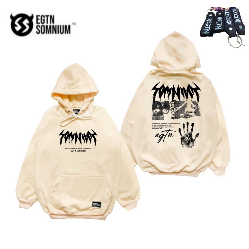 SWEATER HOODIE PRIA EIGHTY NINE/HOODIE PRIA CREAM/Hoodie hitam/Hoodie bandung SWEATER FLEECE CREAM-S