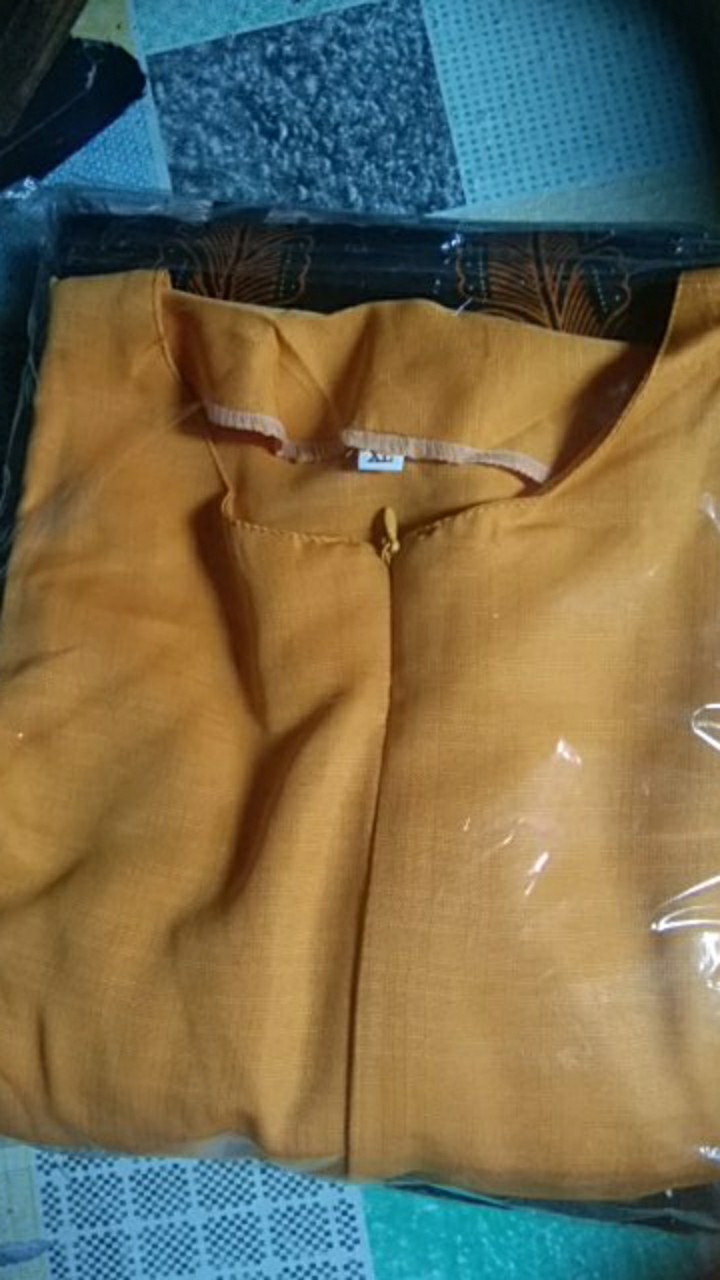 Cod - Dt Collection - Batik Gamis Wanita Motif  Mustika Mix Baloteli Kuning