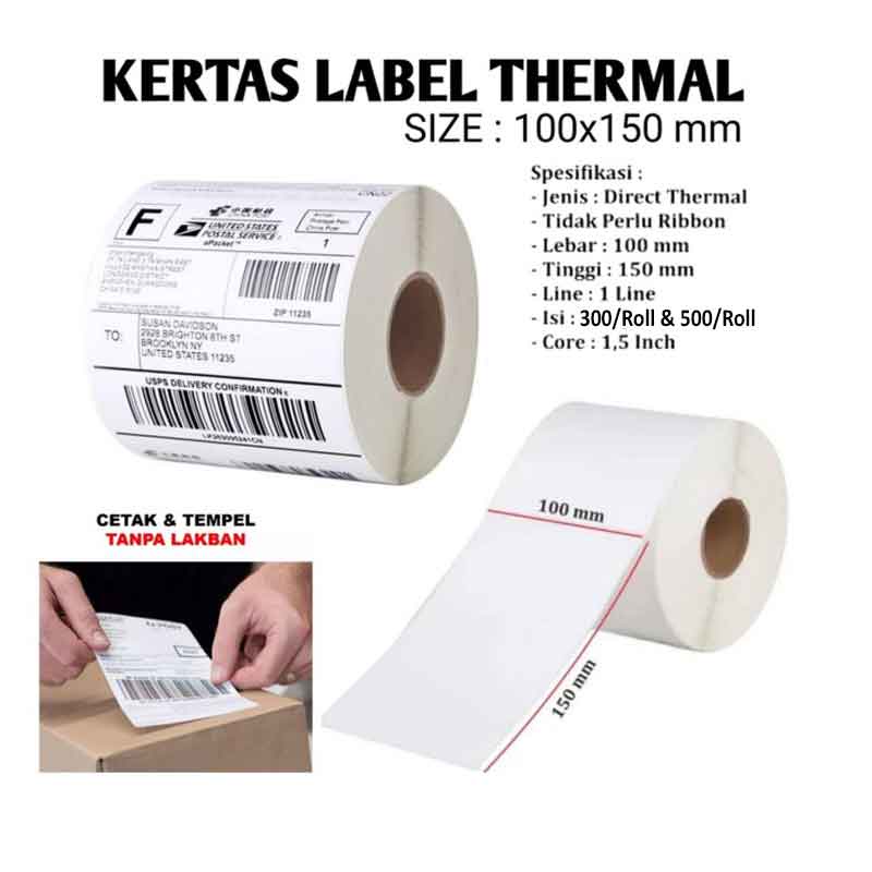 Thermal Label * Kertas Thermal * Kertas Barcode * 100mm x 150mm