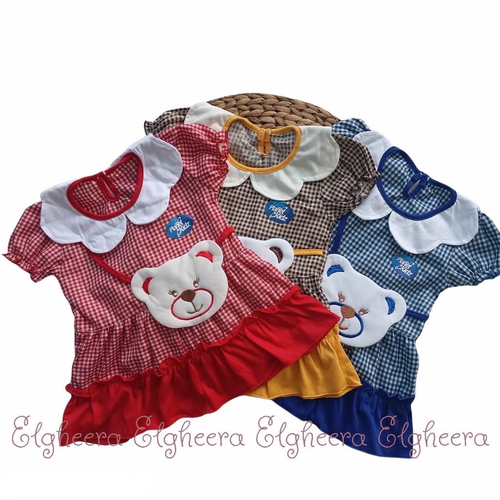 (Elgheera) DB-03 Dress Bayi 0-12 bulan Motif Bear / Baju Anak Motif Bear