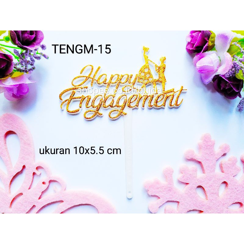 Topper Happy Engagement Gold Emas Hiasan Kue Tart Cake Pertunangan Tusukan Dekorasi Acara Tunangan Shopee Indonesia