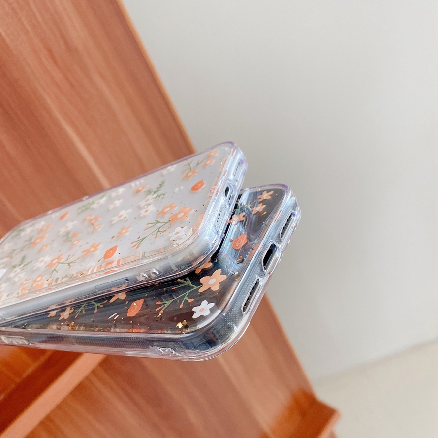 【Ready Stock】Small Fresh Flower Transparent Case Compatible for iPhone 14 13 12 11 Pro Max X XR Xs Max 6 6s 7 8 Plus 12 13 MIni Precision Hole TPU Soft Silicone Mobile Phone Case Protective Back Cover