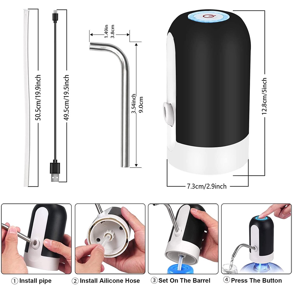 Pompa Galon Elektrik LED - Dispenser Air Minum USB - Water Pump Rechargeable