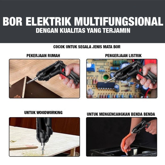 [BISA COD] Mesin Bor Cordless Mini 47pcs Set 4.2V / Screwdriver Baterai / Mesin obeng USB multifungsi portabel listrik