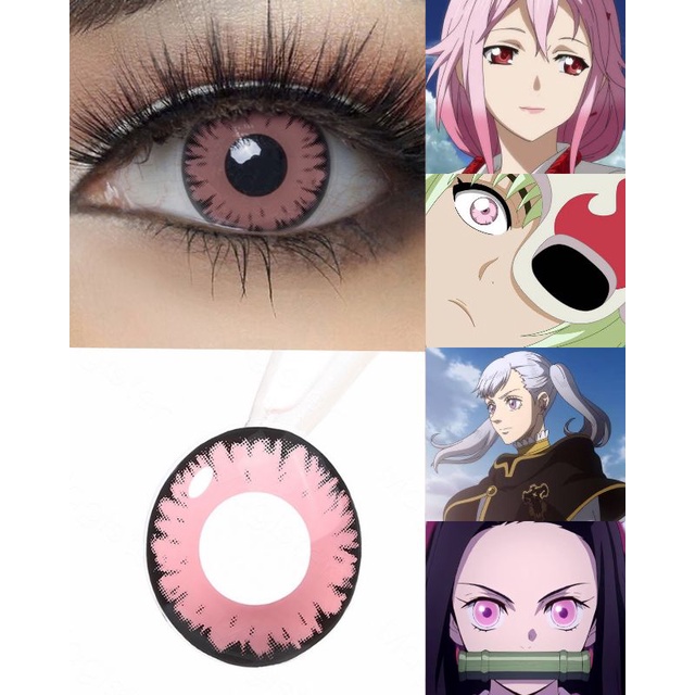 Softlens Cosplay Anime Pink Nezuko Yuno gasai Pink