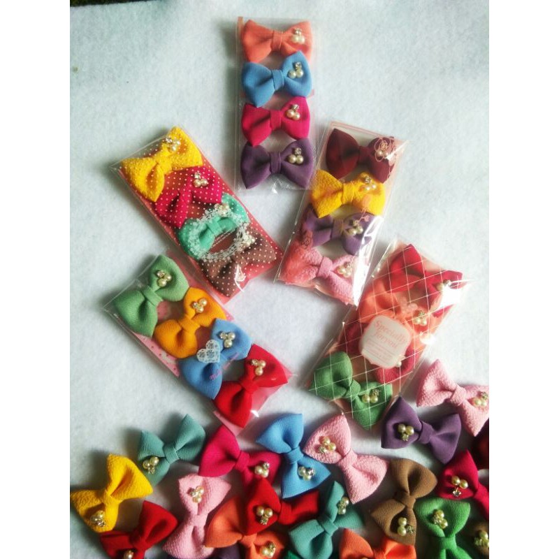 4 Pcs Bros Dada Pita Mini Imut Bros Simple Murah Grosir Bros Bow Pita Kain Bros Dagu Kebaya Hijab Ji