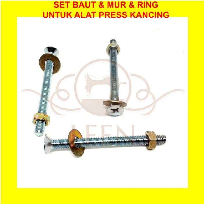 Set Baut &amp; Mur &amp; Ring untuk Alat Press Kancing Bungkus LEEN