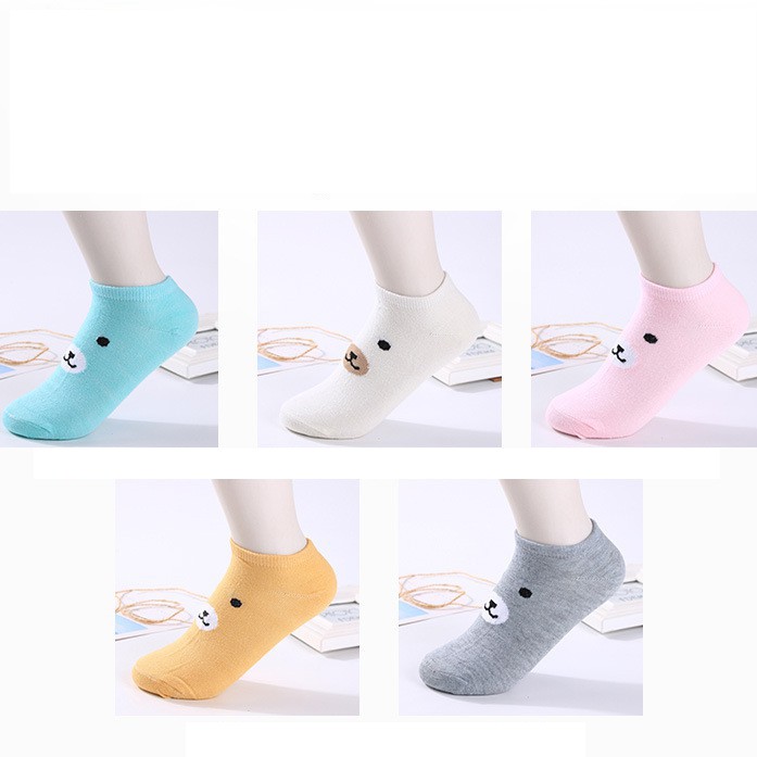 BEE - Kaos Kaki Motif Beruang Cute Kaoskaki Pendek Socks Fruit Fashion Wanita Korea Import SC 17-3