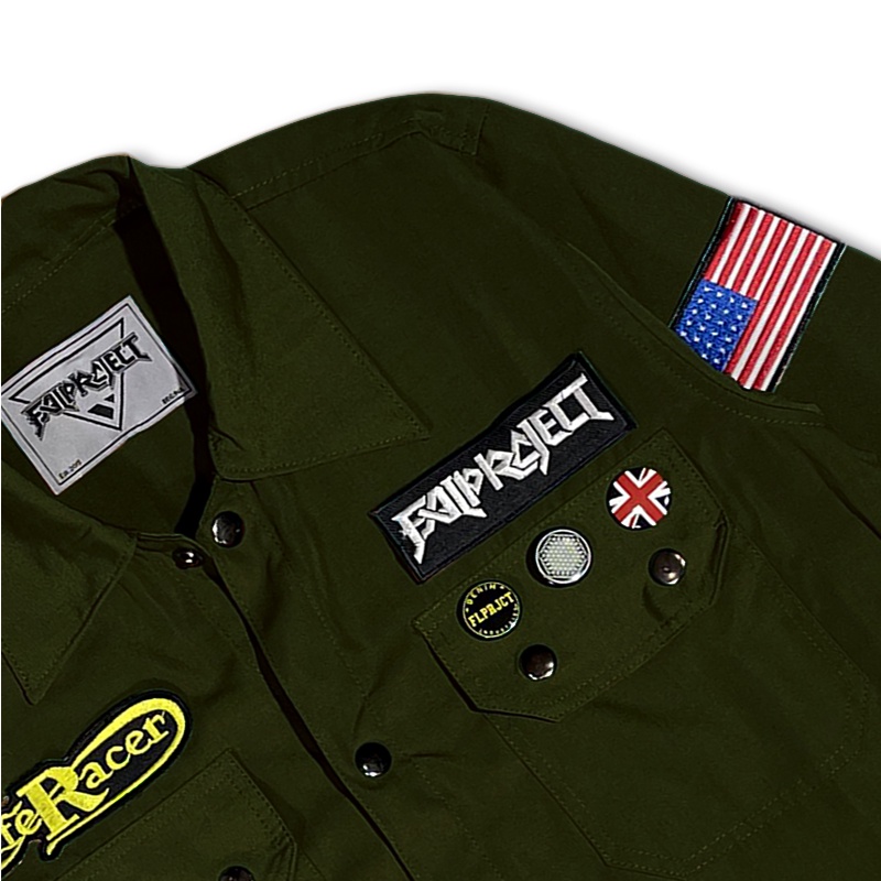 original jaket pria semiparka hijau army full bordir - field jacket semi parka jaket trucker semi